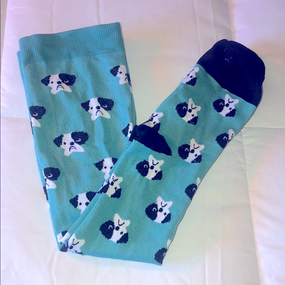 Compression Nursing/Medical Socks L/XL
 Green with Dogs